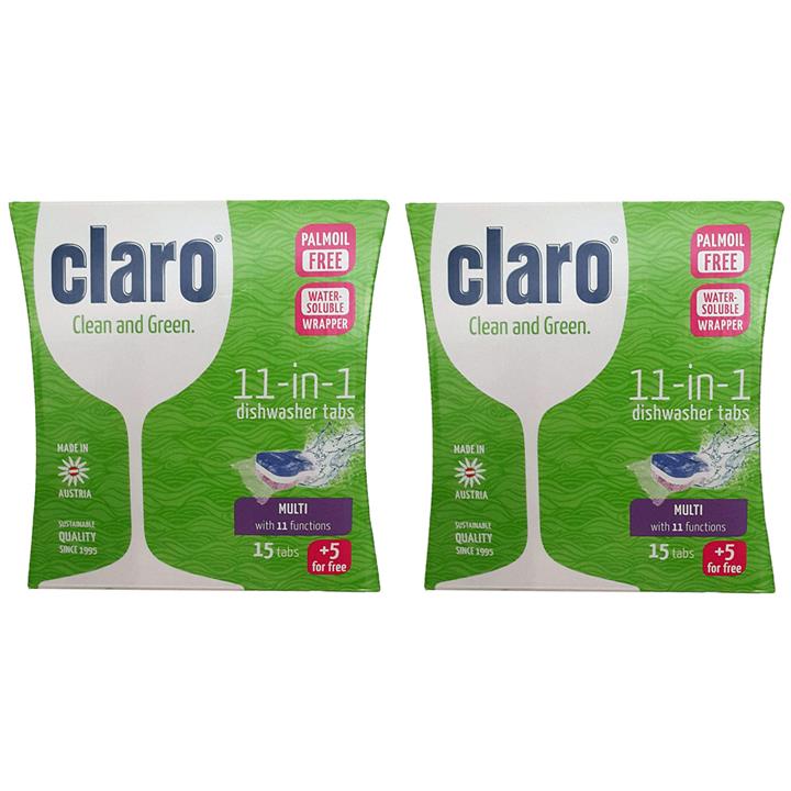 قرص ماشین ظرفشویی کلارو مدل 11in1 بسته دو عددی Claro 11in1 Dishwasher Tablets Pack Of 20